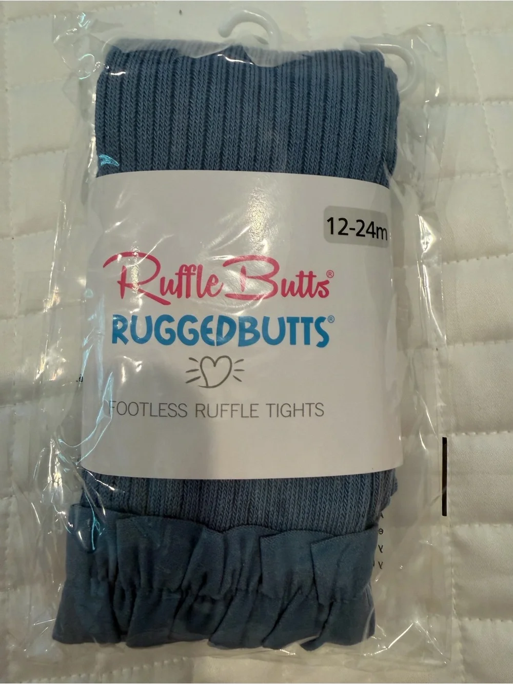 RuffleButts RuggedButts Footless Ruffle Tights - Countryside Blue 12-24 months